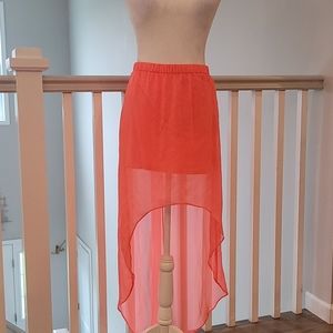 Express high/low sheer skirt